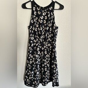 Rebecca Taylor Black Animal Cheetah Leopard Print Silk Dress